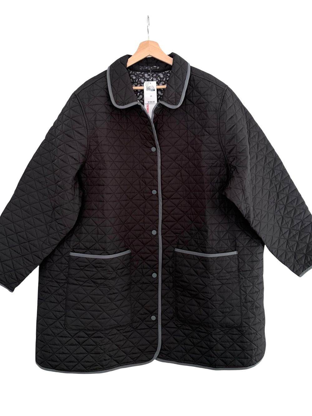NEW Lands End Quilted Barn Jacket Reversible Paisley Insulated Primaloft $170 2X